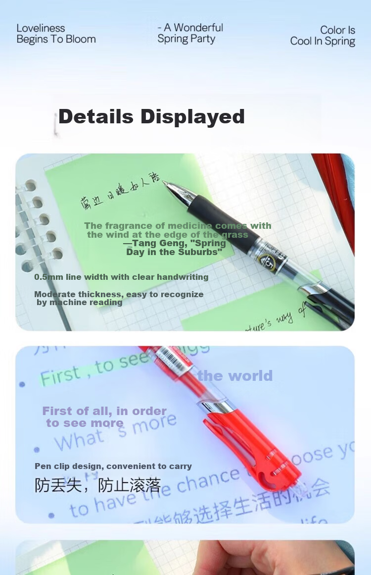 BEIFA Beifa Direct Ink Quick-Dry Rollerball Pen Signature Pen High-Capacity Writing Carbon Pen Smooth for Teachers and Students Assorted Colors 15-Pack Back-to-School Essential 8