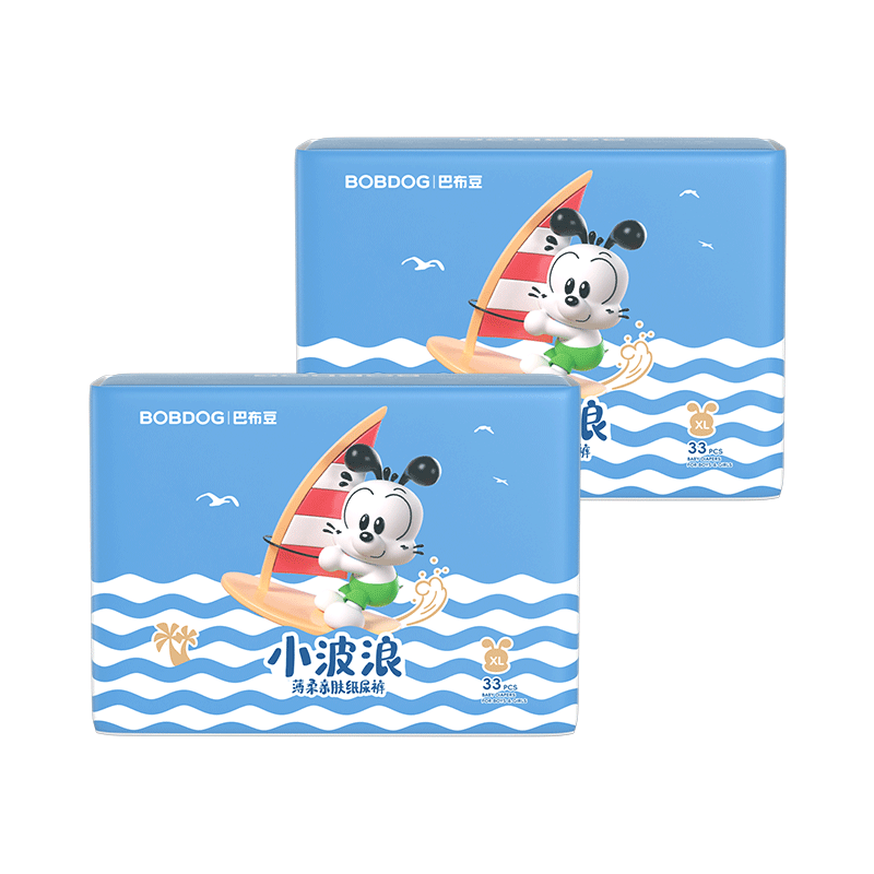 BOBDOG [No Melamine Detected] Small Wave Diapers XL 66 Pieces Summer Ultra-Thin Baby Diapers Dry And Breathable