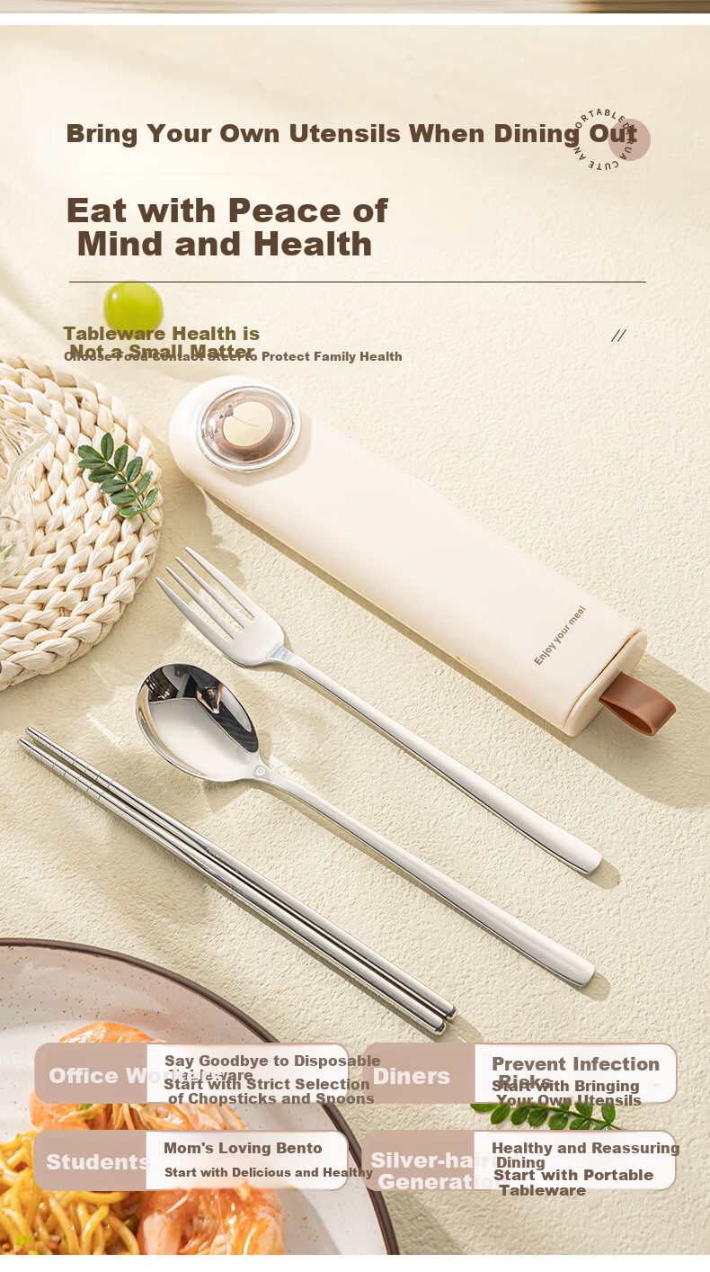 Guangyi Chopsticks, Tableware Set, 316L Stainless Steel Chopsticks And Spoon Set for Students And Office Workers, Portable Cutlery GY7428 5