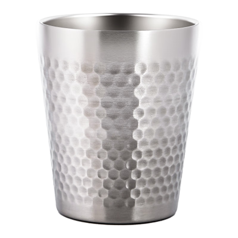 Maxcook (MAXCOOK) 304 Stainless Steel Double-Layer Hammered Rim Cup Coffee Juice Tumbler 300ml Set of 2 MCB4812