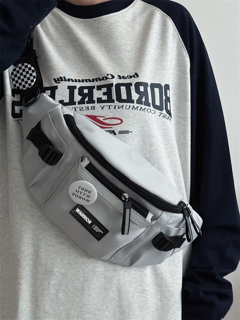Huili Crossbody Bag for Men, Harajuku Workwear Style Sports Waist Pack, New Hong Kong Style Versatile Casual Student Cycling Shoulder Chest Bag for Wome 7
