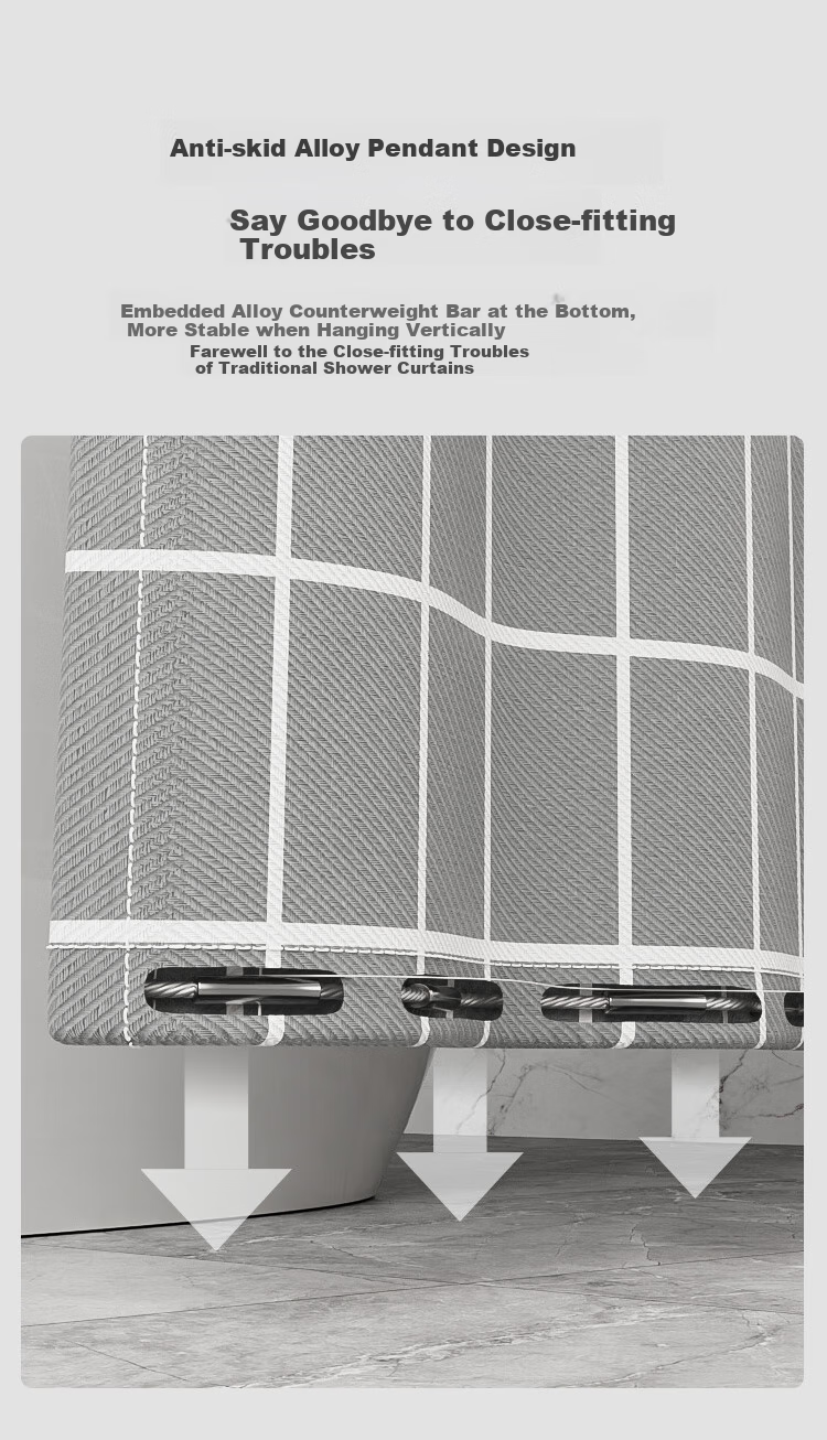 JD Original Polyester Shower Curtain, Thickened Wide Waterproof Anti-Mold Light-Blocking Bathroom Partition Curtain for Shower Room, 200*180cm 6