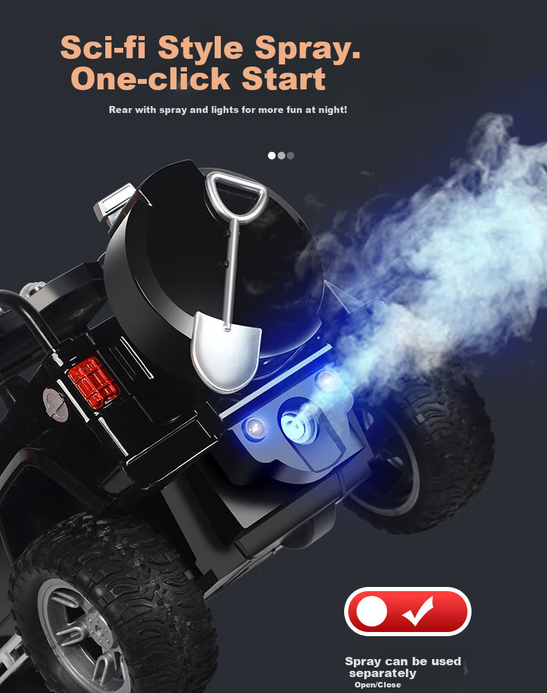 Kuangyeqishi Children's Remote Control Off-Road Electric Racing Car with Sound And Light Effects, Spray Function, Birthday Gift for Boys Aged 3-6 5
