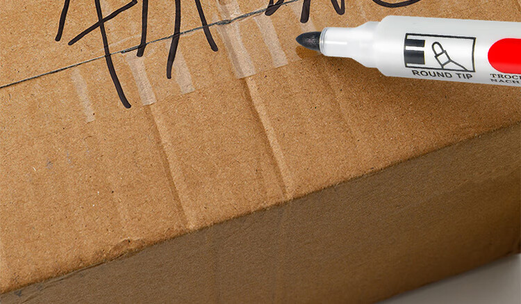 Jufu Black Double-Ended 0.5mm/1.2mm Oil-Based Marker Pen Office Logistics Express Meeting Signature Marker Student Children's Art Liner Pen 10pcs/Box 6