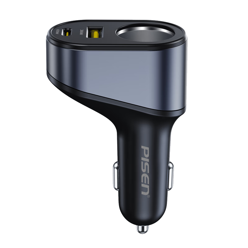 PISEN 65W Car Charger Dual-Port Fast Charging Cigarette Lighter Adapter for Apple 17, Huawei, Xiaomi, Dash Cam, Multi-Function Car Charger