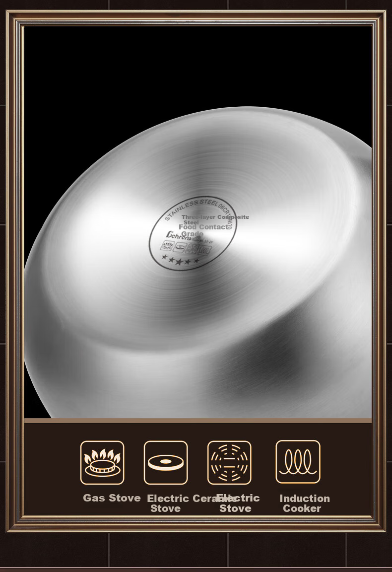 Beilunsi 304 Stainless Steel Soup Pot, Thickened Double-Handled, for Home Use on Gas Stove And Induction Cooker, for Stewing And Making High-Soup Pot with Steamer, 24CM 18