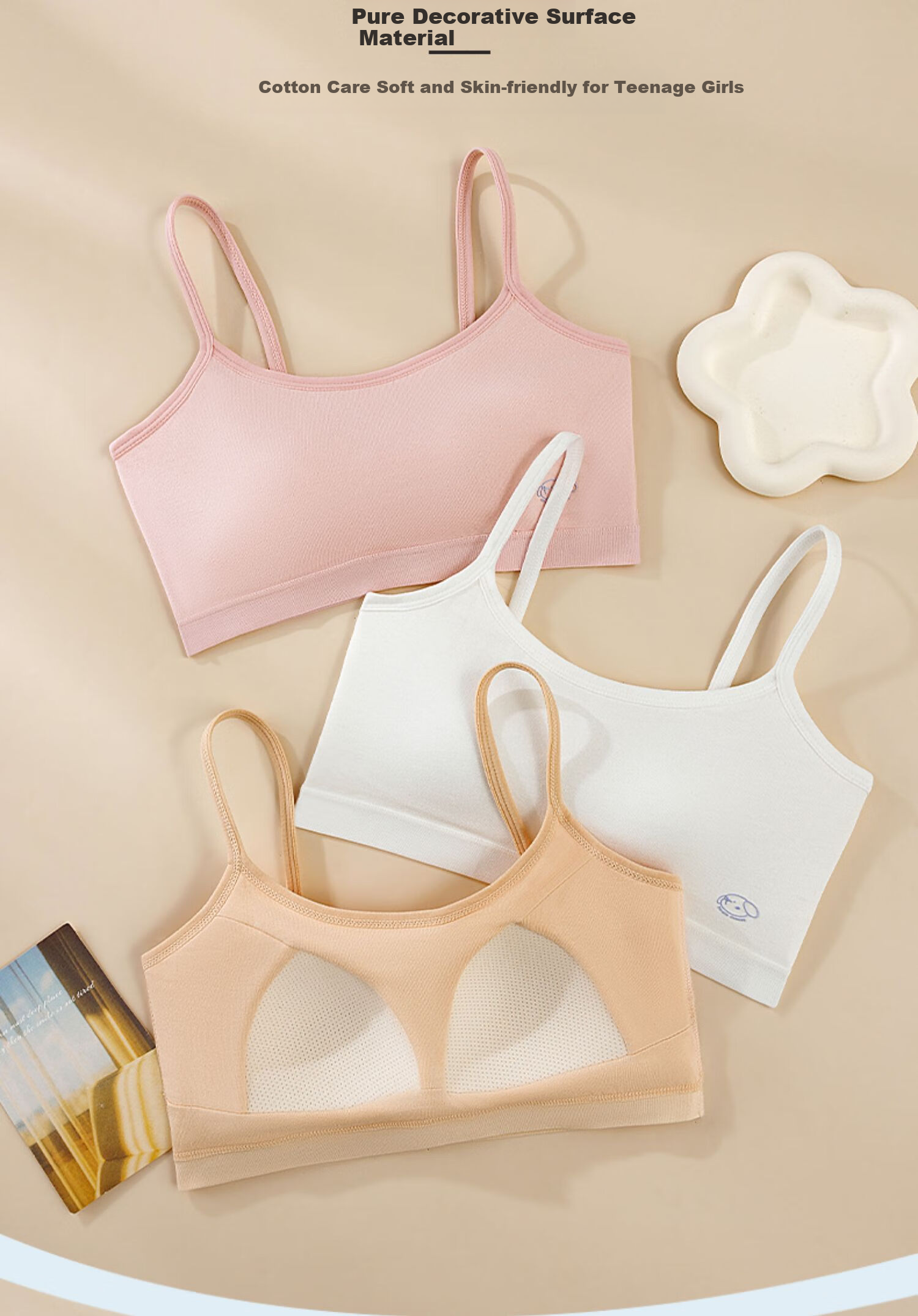 Ziyouxi Girls' Underwear, Puberty Student Bra, Middle School Girls' Second Stage Sports Anti-Shock Bra, Camisole 11