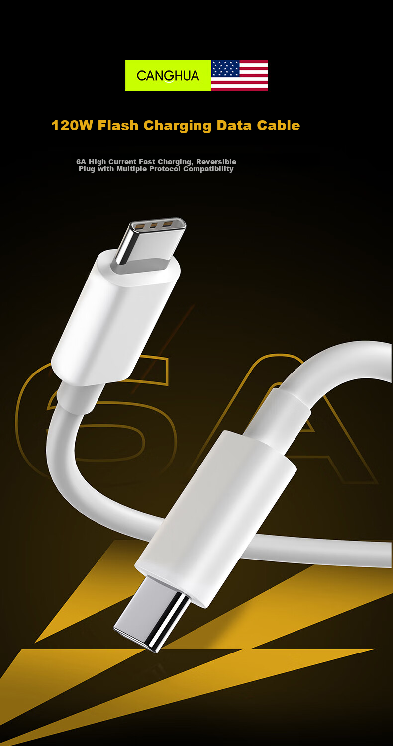 CangHua Compatible with Vivo IQOO Data Cable, 120W Super Flash Charging Cord, for IQOO13/12pro/11S/Z8/Z7x/Neo10/9SPro+, Dual-Head Type-C, 1.5 Meters 1