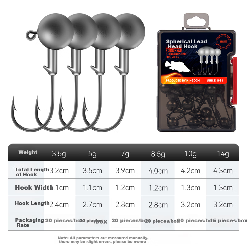 Guowangliya Lead Jig Hook Reinforced Version, 3X Lure Hook, Anti-Snagging Bottom Hook, for Mandarin Fish And Bass, Soft Bait Hook, 3.5g Per Box, 20 Pieces