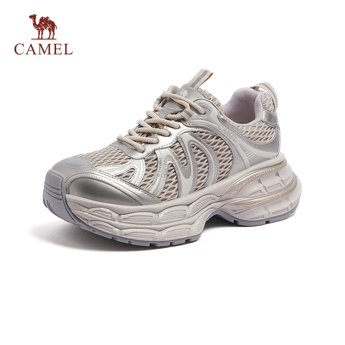 CAMEL [Dilireba's Same Style] Silver Moon 2nd Generation Dad Shoes Women Casual Shoes L25A283148 Gold 38