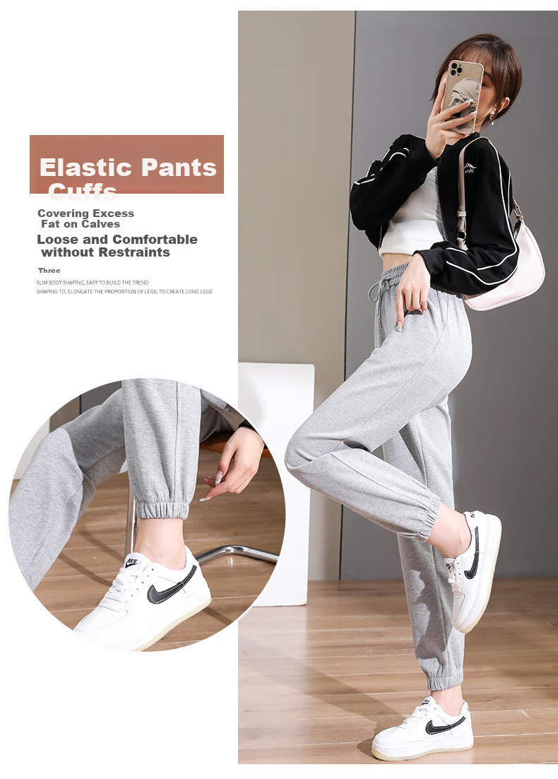 JEANSWEST Women's Casual High-Waist Slimming Draped Jogger Pants Versatile Fashion Loose Autumn Harem Pants Milk White L 12