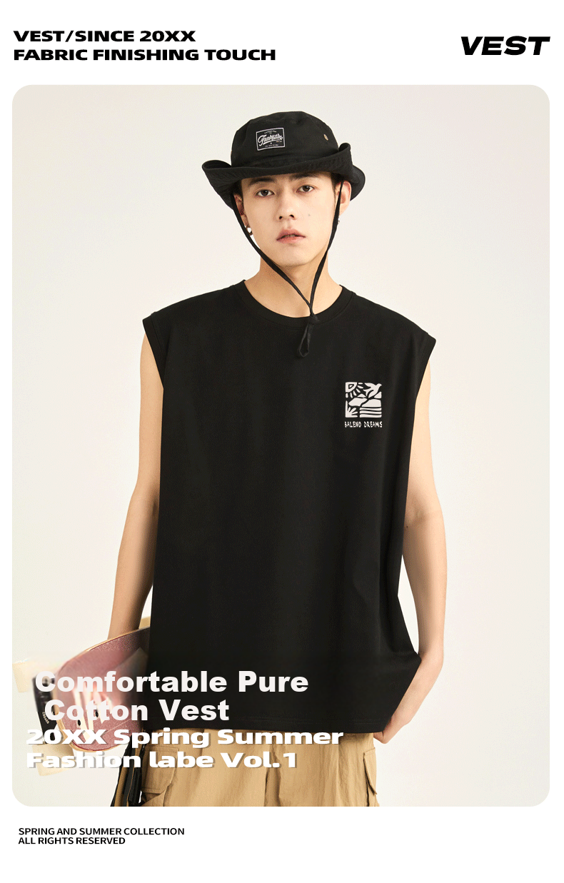 Baleno Pure Cotton Tank Top for Men, Summer Breathable Basic Sports Fitness Sweat-Absorbing Basketball Loose Versatile Casual Vest Undershirt 2