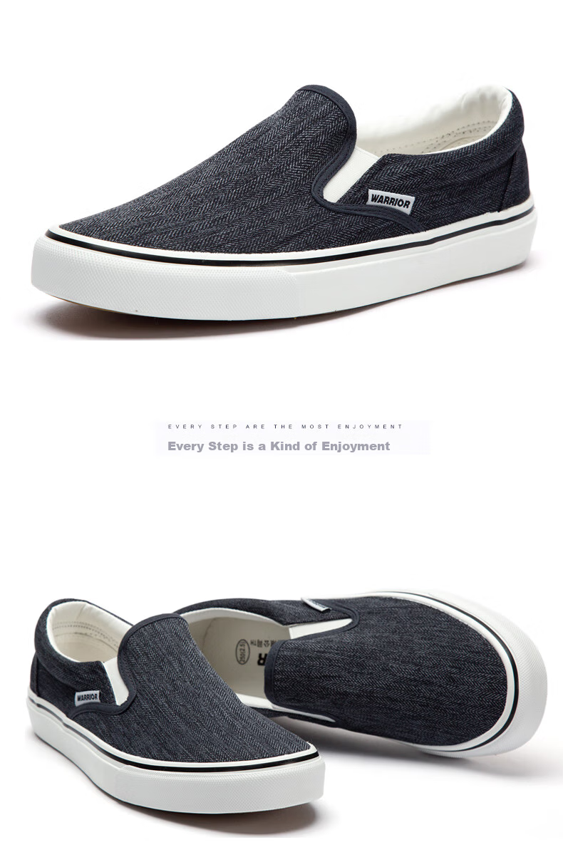 Warrior Canvas Shoes for Men, Comfortable Slip-On Loafers, Traditional Beijing Cloth Shoes, Casual Footwear A066 Gray 41 10