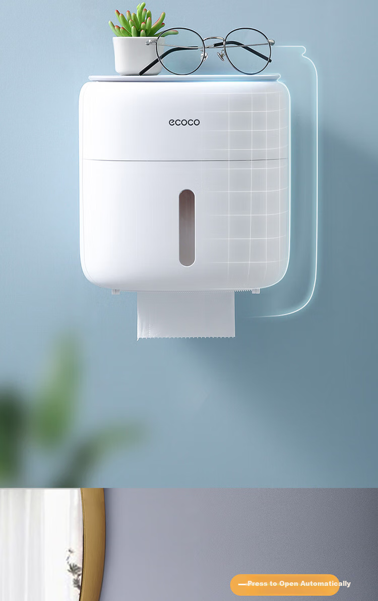Ecoco Wall-Mounted Toilet Paper Holder, Bathroom Storage Box, High-End Toilet Tissue Dispenser, Hand Towel Holder for Restroom 1