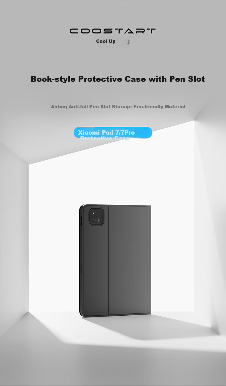 COOLSTART Protective Case for Xiaomi Pad 7sPro/9Pro, 12.5-Inch Pad Tablet with Pencil Holder, Smart Sleep/Wake Function, Three-Level Adjustment, Full Protection And Shockproof, Black 2