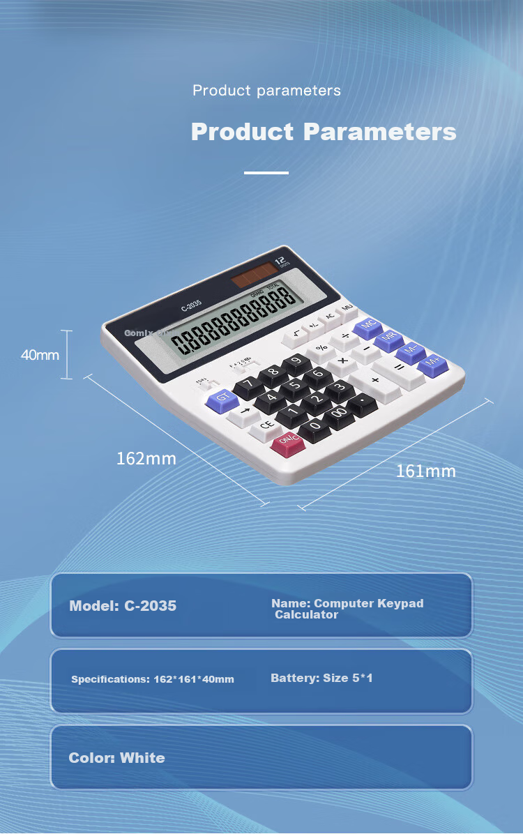 COMIX Classic Desktop Office Calculator, 12-Digit Large Screen Desktop Calculator, Student Office Stationery Supplies, C-837H 6