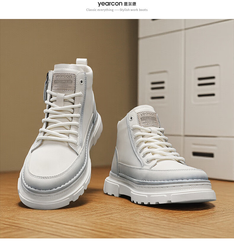 Eierkang Men's Cotton Shoes British Style Martin Boots Casual High-top Sneakers Retro Fashion Work Boots Trendy Thick-soled Shoes for Men 11
