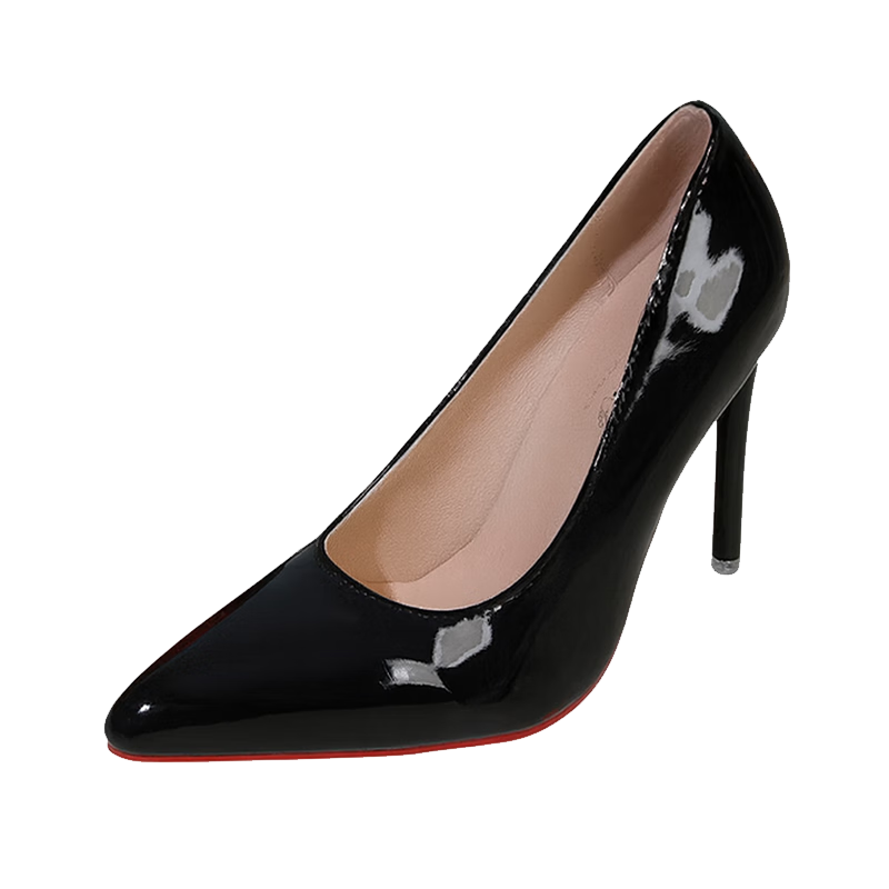 FOOTOPPO Women's Fashion Sexy Black Red Sole High Heels Flirty Elegant Stiletto Large Size