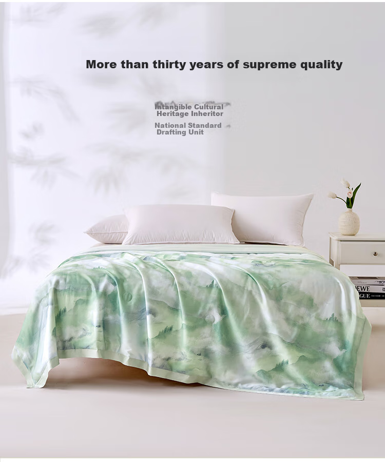 Ciyun Ice Soft Cooling Silk Summer Quilt, 100% Silk Washable Air Conditioning Comforter, 200*230cm, Qingqiu 16