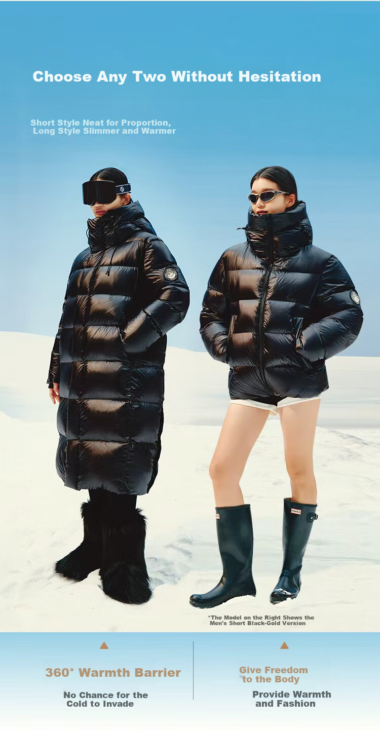 JD Original [Black Gold Series] Imported White Goose down Short down Jacket for Women, Winter Coat, Obsidian Black, XL 10
