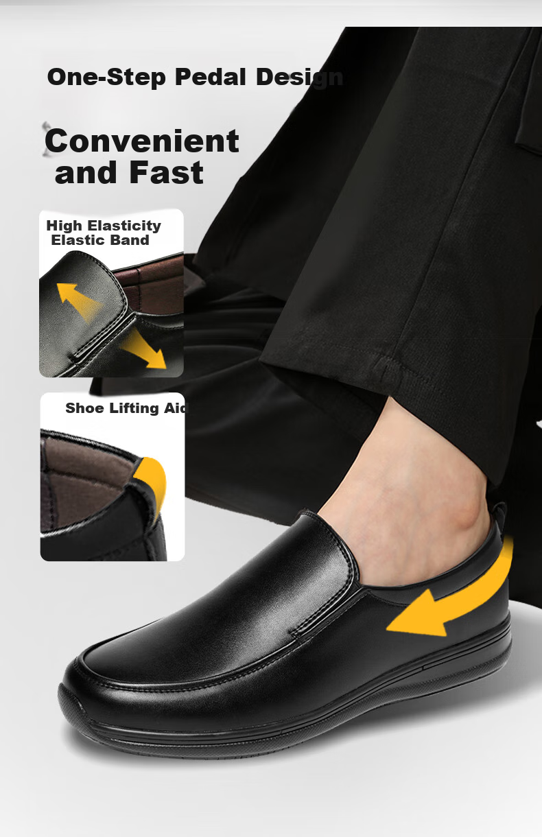 Chuwang Chef Shoes, Non-Slip Upgraded Slip-On Kitchen Work Shoes, Water-Resistant Casual Soft-Soled Leather Shoes for Men, 5222D, Size 40 8