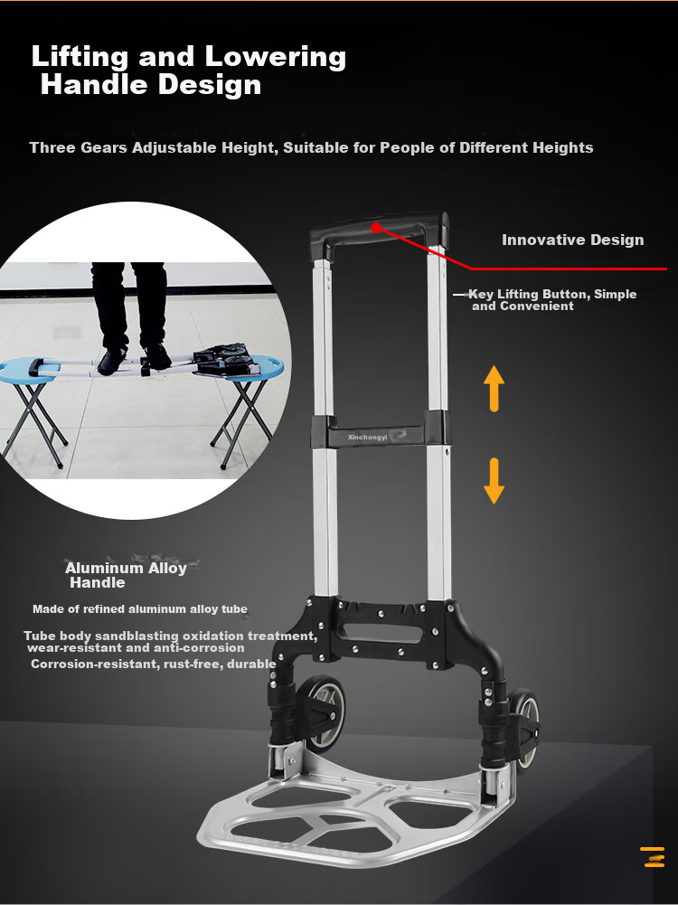 Xinyuechanghui Foldable Luggage Cart, Small Trolley, Suitcase, Flatbed Cart, Trailer, Shopping Cart for Groceries, Weight Capacity 140 Jin, F51005 2