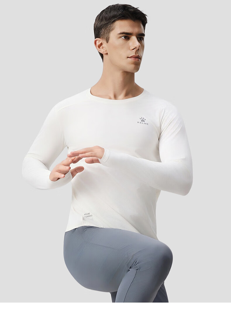 KELME 2025 Spring Cotton-Feel Quick-Dry Long Sleeve Sports T-Shirt Running Football Training Long Sleeve Sportswear Agate Black 2XL 16