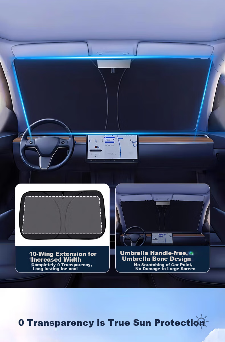 Yilafu Car Sunshade, Heat Insulation Sun Visor, Summer Car Interior Front Windshield Sunshade, Car Window Glass Cover, Light-Blocking Curtai 5