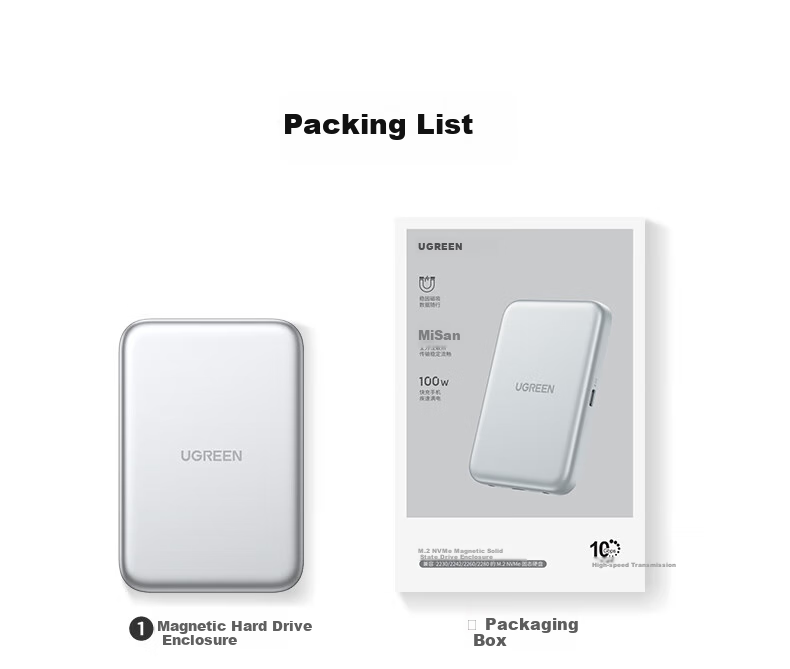 UGREEN Magnetic Hard Drive Enclosure 2230/2280 M.2 NVMe Portable SSD Enclosure Compatible with IPhone 17 Pro, Laptop MacBook External SSD Expansio 31