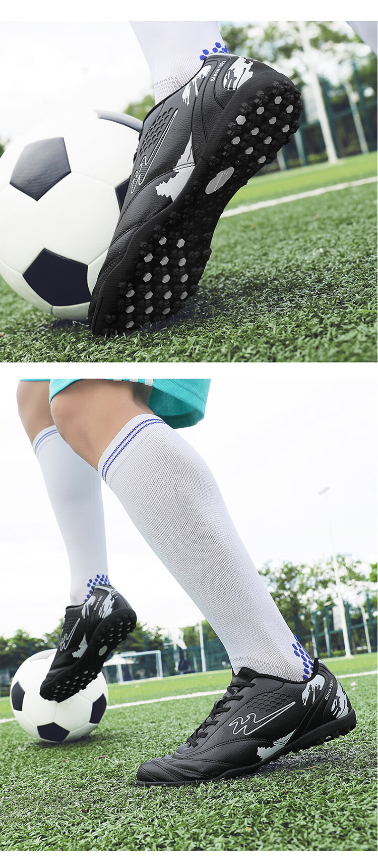 Shuangxing Men's TF Soccer Shoes, Black, Size 35, Adult and Youth Professional Training and Competition Cleats for Children and Students 14