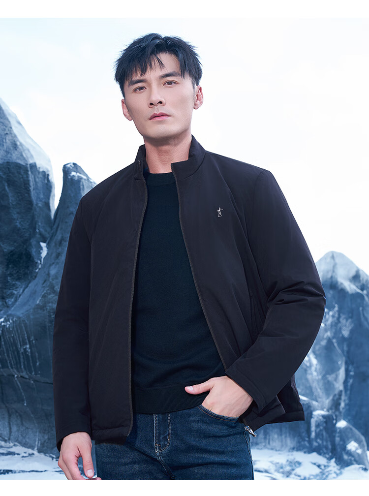 Caizi Men's Stand Collar Jacket Autumn Winter 2025 New Graphene Warm Fabric Embroidered Simple Business Casual Windproof 3