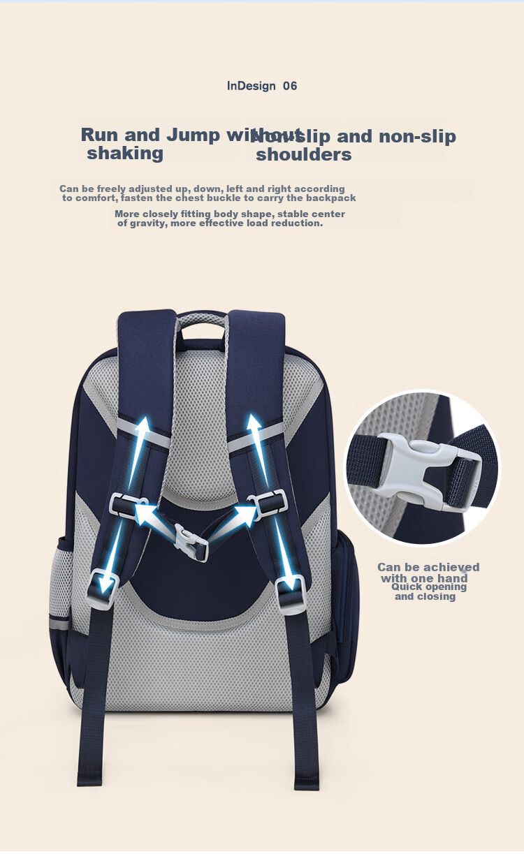POLO Backpack for Primary School Students, Grades 1-3 And 6, Large Capacity Lightweight Reduced Burden Backpack for Boys And Girls 12