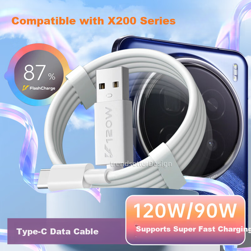Chaofan Compatible with Vivo Data Cable And Charging Cable, 90W/120W Fast Charging, Suitable for Vivo X300/X200/X100/S60/S50/Y600Pro/Y500/iqoo13/12/11/10 Smartphones