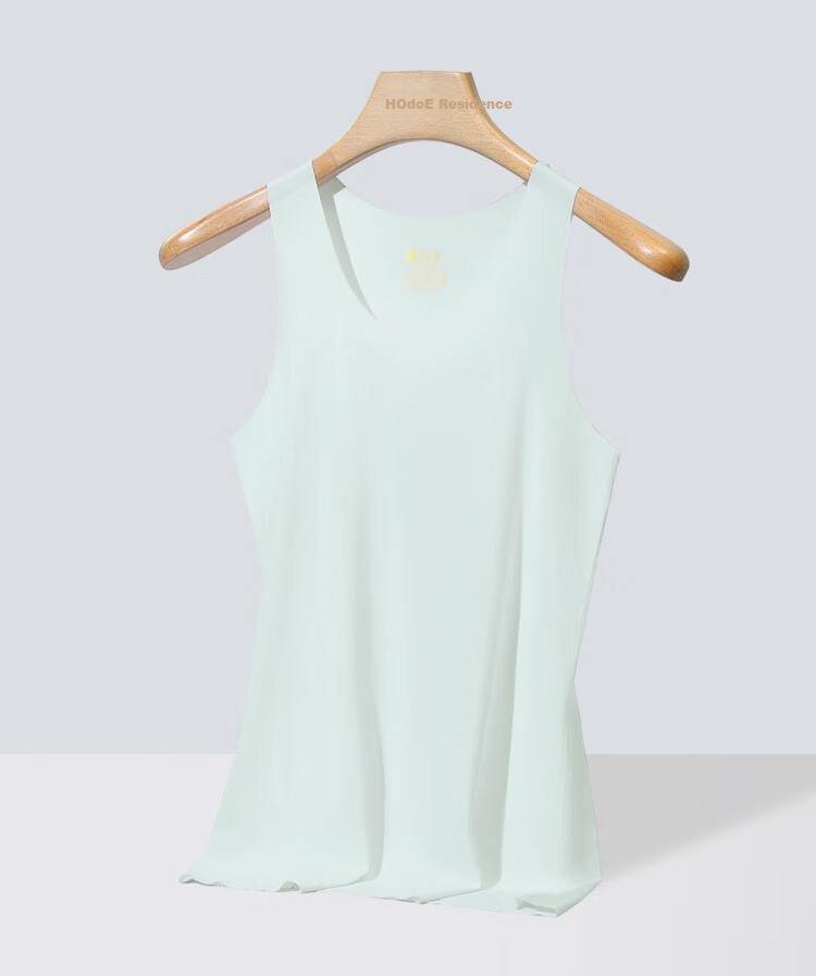 Hodo Men's Summer Ice Silk Seamless Thin Undershirt, Round Neck Versatile Elastic Vest, Floating Ice Blue, Size 185 9