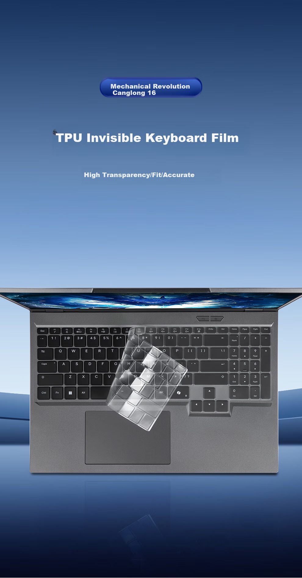 Jichuan Mechanical Revolution Yao Shi 16 Ultra | Canglong 16 Ultra/16 X Pro Keyboard Cover, Laptop Keyboard Protective Film, TPU Ultra-Thin Transparent Waterproof Dust Cover 2
