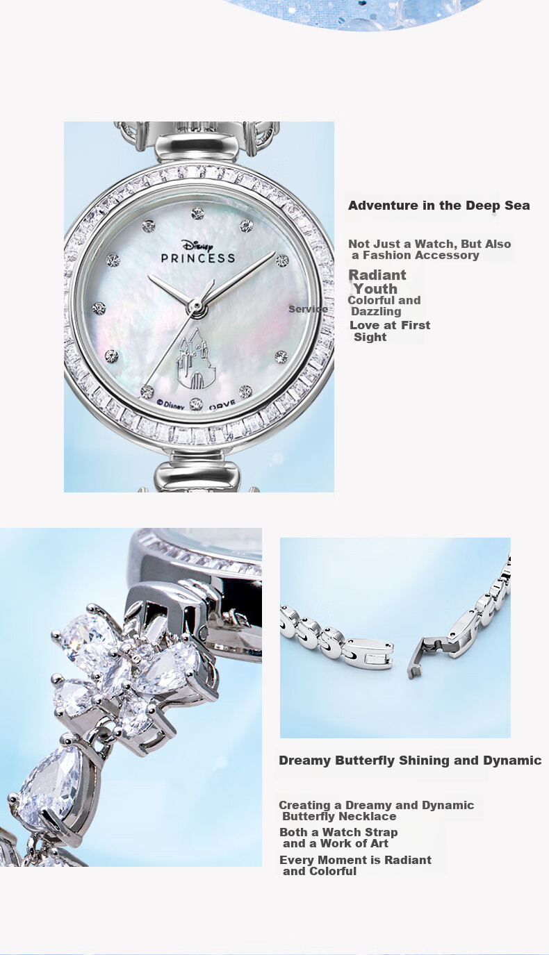 Disney Butterfly Watch, Women's Small Fortune Butterfly Full Diamond Bracelet Watch, Small Dial, Birthday, March 8th Festival, New Year Gift for Girlfriend 8