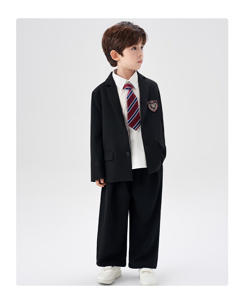 Romon Boys' Suit Set New Stylish British Casual School Style Performance Dress Black 170 2