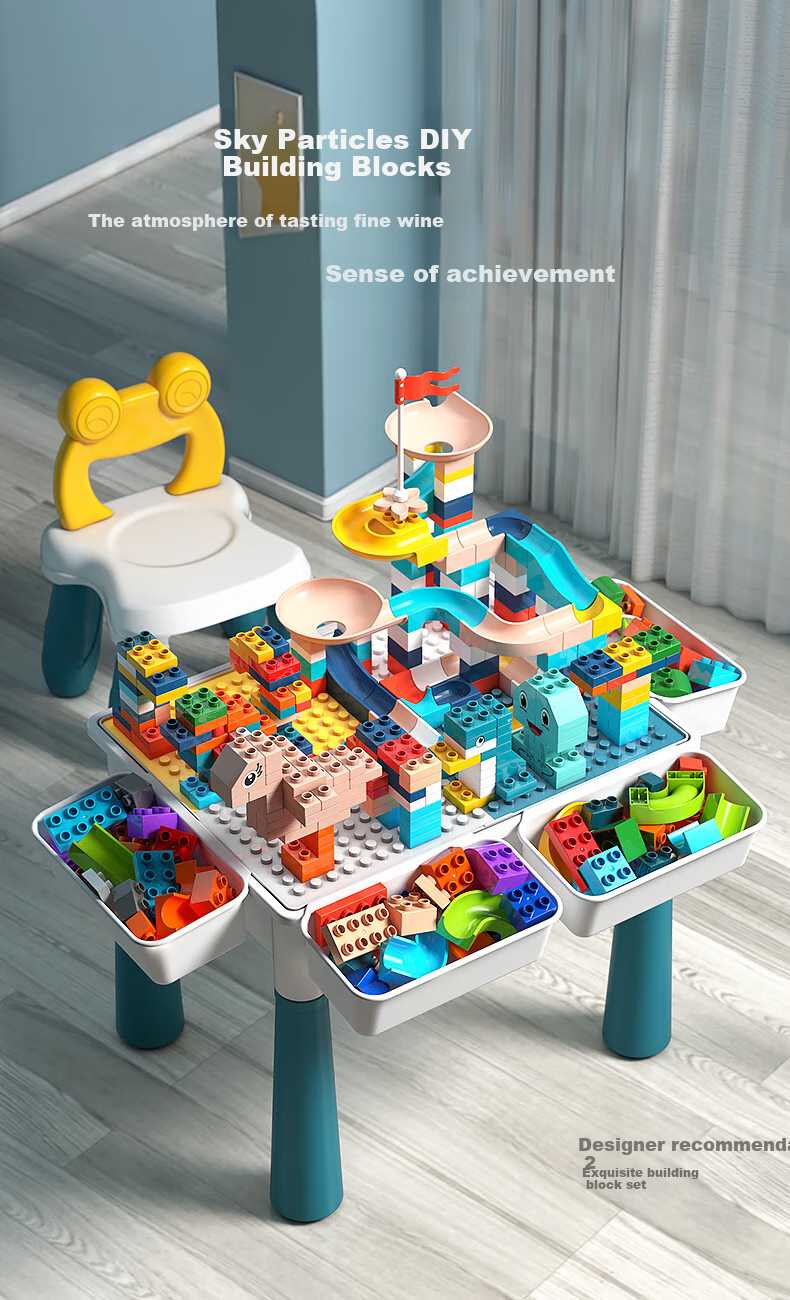 Xingyayoupin Building Block Table with Large Particles, Educational Toy for Boys And Girls, Assembly Puzzle Dining Table, Birthday Gift for Ages 1-3 2
