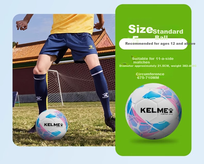 KELME Hot-Melt Soccer Ball for Youth Professional Competition Training, Wear-Resistant Standard Size 4 Ball, Navy Blue And Red, Size 4 12