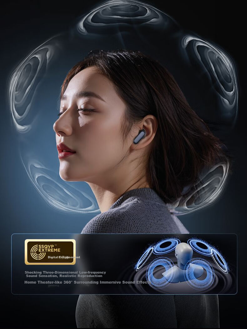 Nuobixing [Berlin Sound | 2025 New Model] Pro13 Semi-In Wireless Bluetooth Earphones for Running, Sports, Noise Reduction, High Sound Quality, Comfortable for Long Wear, Compatible with Xiaomi, Black 7