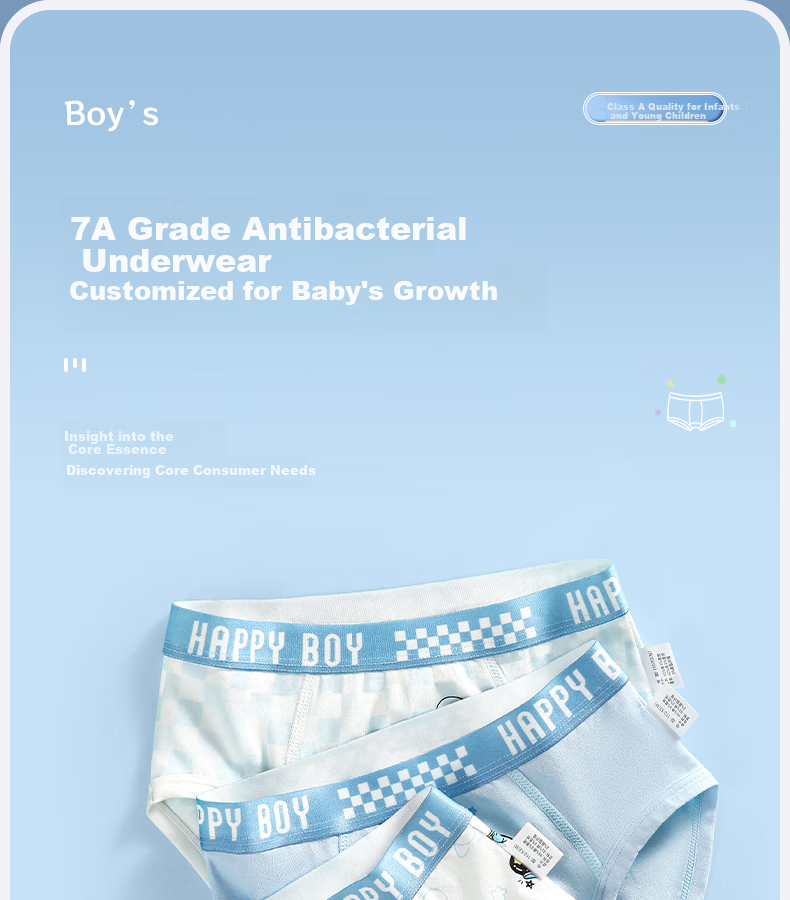 LangSha Boys' Underwear, Triangle Briefs, Class A Pure Cotton, 7A Antibacterial, No Wedgie, for Young Boys And Older Childre 1