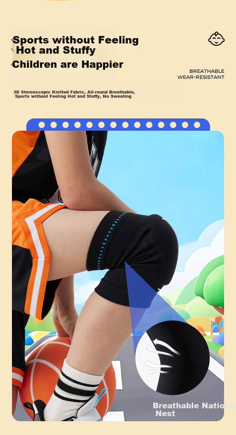 ANTA Children's Knee Pads, Sports Protection, Patella Injury Prevention, Knee Meniscus Guard, Warmth, Basketball, Running, Soccer, Black, Size L 6