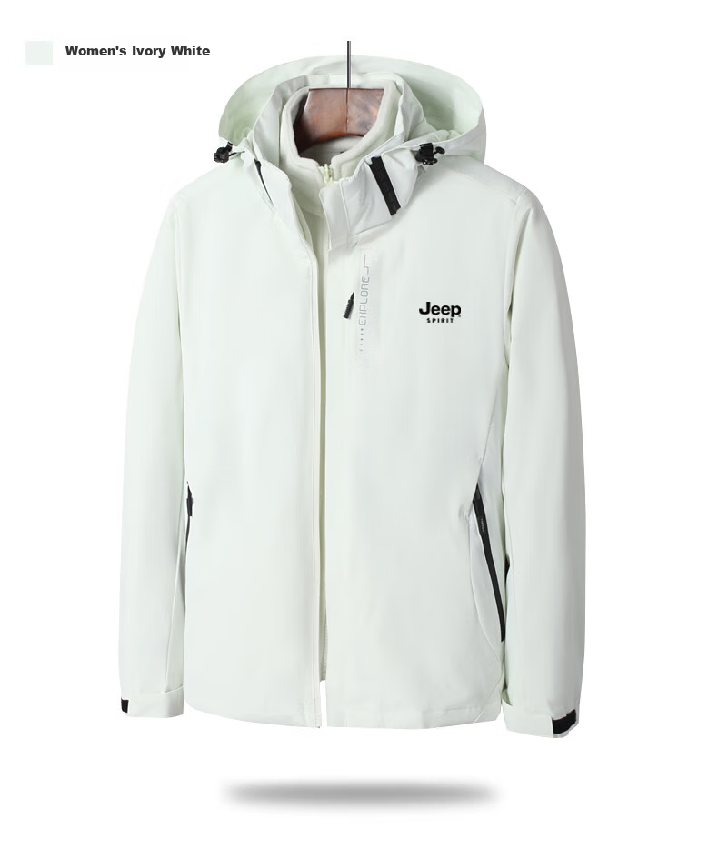 JEEP SPIRIT Men's Windbreaker Jacket for Spring, Autumn And Winter, Three-In Windproof Mountaineering Sportswear, White, Size L 2