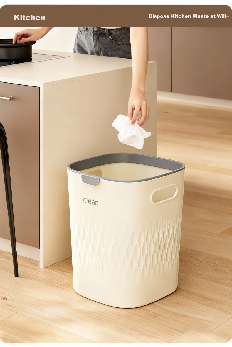 Zhailishi Lidless Trash Can, 11L Square White, for Home Living Room Bedroom Bathroom, Narrow Gap Slim Trash Ca 3