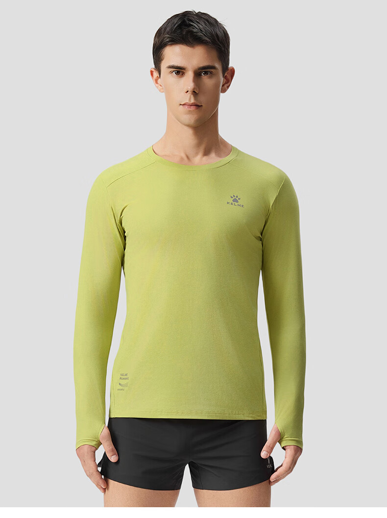KELME 2025 Spring Cotton-Feel Quick-Dry Long Sleeve Sports T-Shirt Running Football Training Long Sleeve Sportswear Agate Black 2XL 11