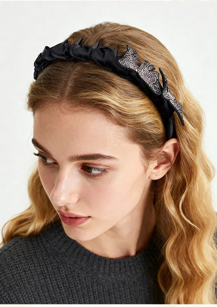 Aji Bean Korean Style Luxury Butterfly Rhinestone Hairband 2026 New Face-Slimming Headband Gift for Girlfriend 2