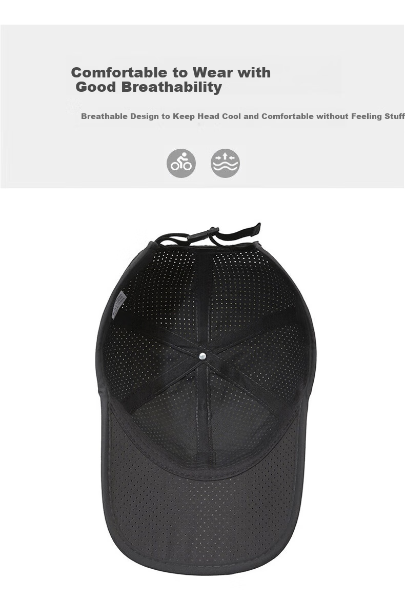 Huili Sun Protection Hat for Men, Outdoor Baseball Cap, Breathable Sports Visor, Casual Duck Tongue Mesh Hat, Versatile Couple's Large Head Circumference 9