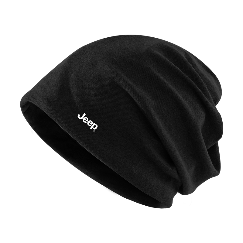 JEEP Men's Autumn Winter Thin Warm Headwrap Cold Weather Hat Neck Warmer Windproof Women's Beanie Black