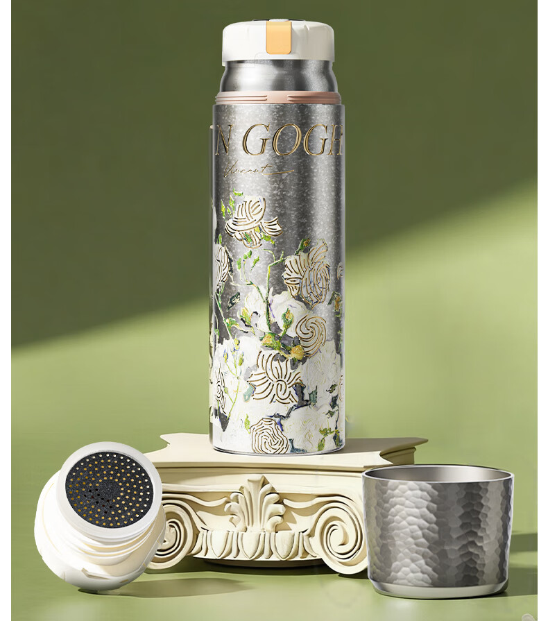 Big Car Pure Titanium Insulated Tea Separation Van Gogh Collaboration Outdoor Portable Car Travel Office Tea Cup Gift Stew Tea Cup 6