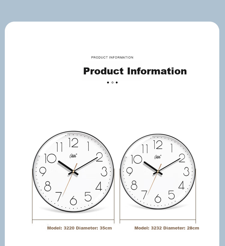 Compas Wall Clock, Living Room Quartz Clock, Simple Bedroom Timepiece, 3232 Black, 28cm 3